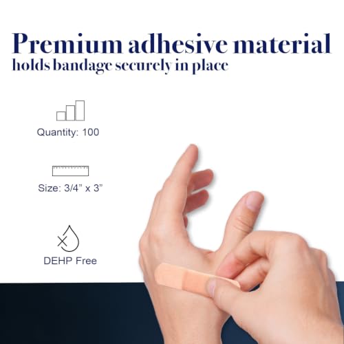 Flexible Fabric Adhesive Bandages - Sterile Non-Stick Pads - 3/4x3" - Box of 100