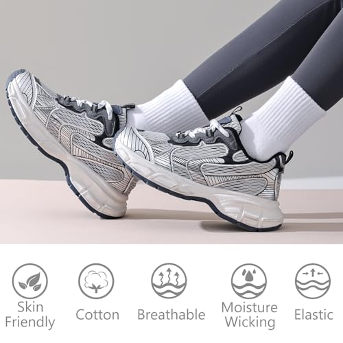 LO SHOKIM Ankle Socks Boys Girls Cushioned Athletic Socks 5 Pairs Style B-white Large