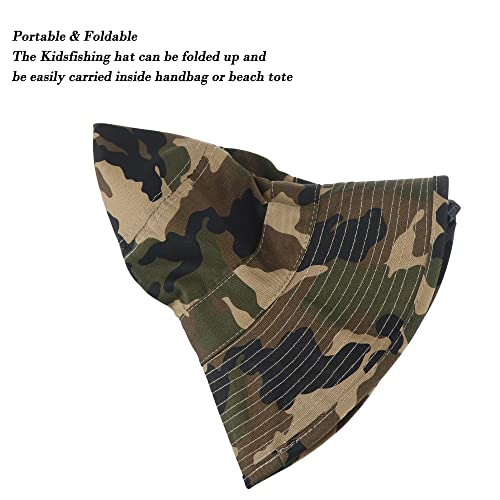 Kids Camouflage Bucket Hat with Drawstring - 4-8 Years