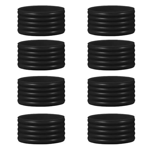 8 Pcs Black Silicone Racket Grip Bands - Tennis & Pickleball