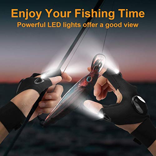 Biuonk LED Flashlight Gloves - Hands-Free Finger Light for Camping, Fishing, Repair, Gifts for Men Dad Him Husband Boyfriend