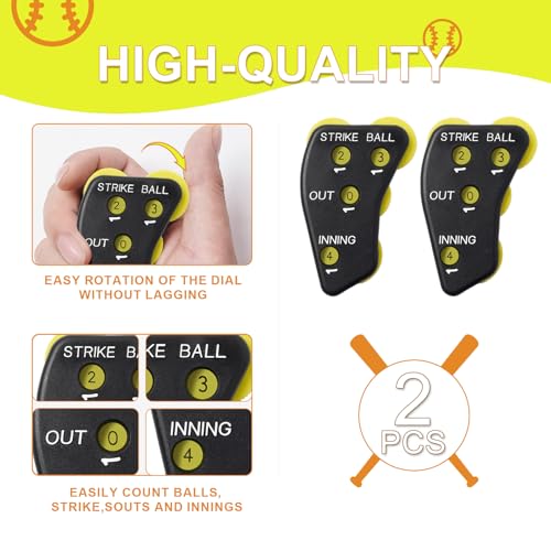 4 Wheel Umpire Clicker Indicator - 2 Pack, Softball Referee Gear - Black