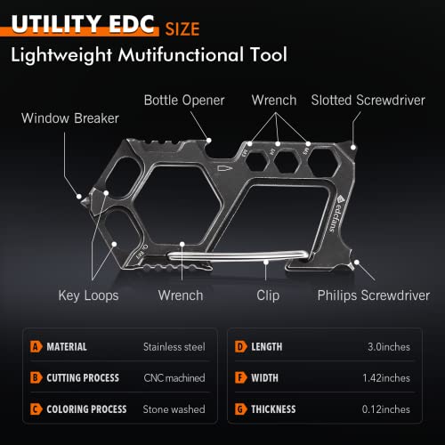 Carabiner Multitool Keychain - 11-in-1 EDC Gear with Clip & Key Loops