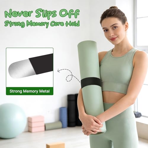 Yoga Mat Strap Slap Band - Black Silicone Holder for Rolled Mats