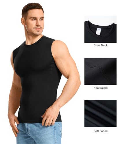Eleady Men's Compression Tank Top 2-Pack Workout Sleeveless Base Layer Black & White Large