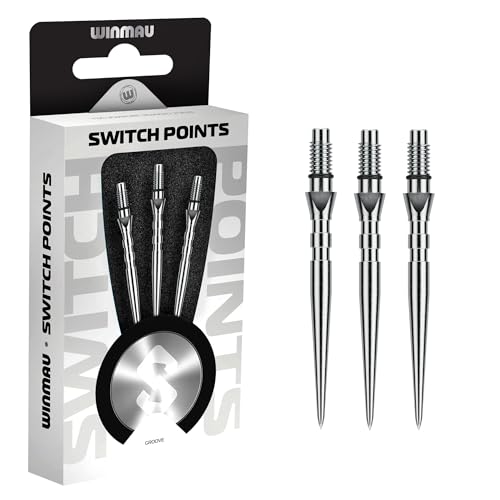 Winmau 26mm Groove Silver Carbon Steel Dart Tips Threaded Rapid-Change Set