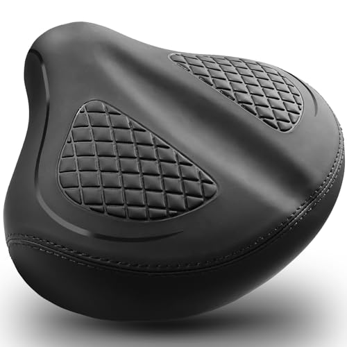 YODOTE Black Oversized Bike Seat for Comfort - Wide Saddle for Peloton & Exercise Bikes