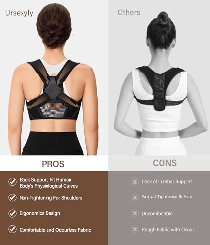 URSEXYLY Posture Corrector for Women S/M Black – Breathable Back Brace for Neck, Shoulders & Upper Back Pain Relief