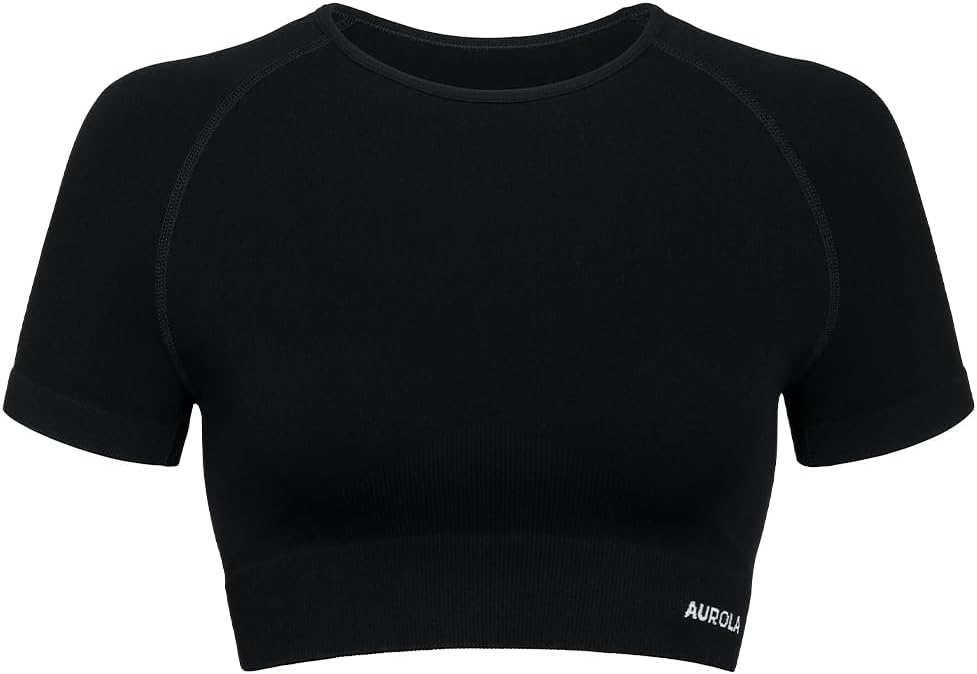 AUROLA Seamless Workout T-Shirts for Women - Short Sleeve Crop Top for Gym & Yoga Sessions