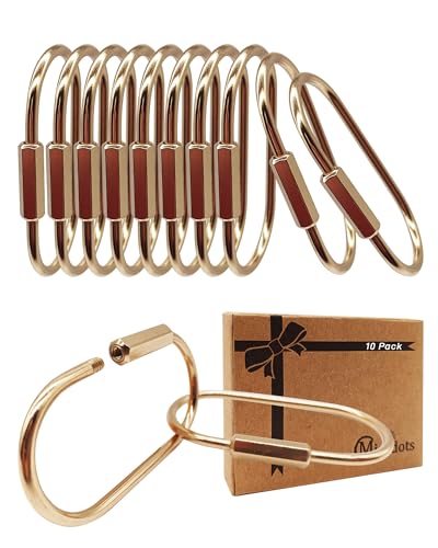 Gold Brass Carabiner Clip with Lock for Keys, Bags, Luggage & Outdoor Gear