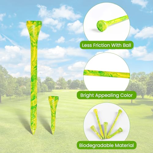 Durable Bamboo Golf Tees - 50 Pack - 3 1/4 Inch Green
