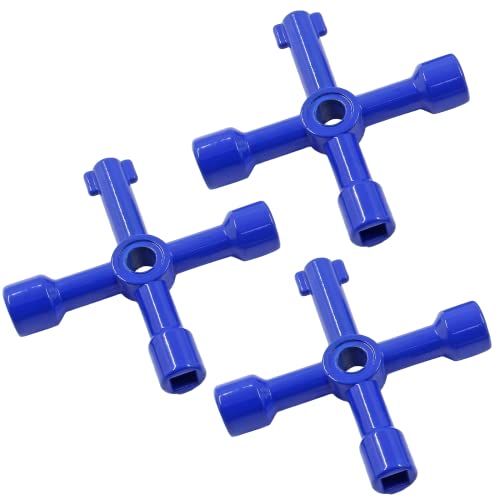 4-Way Multi-Functional Utility Key - 3Pcs, Blue