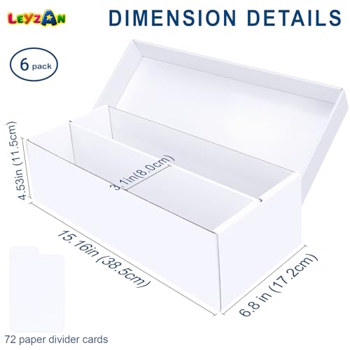 Leyzan 6-Pack Trading Card Storage Box - 2-Row Bulk Card Organizer for TCG & Sports Cards