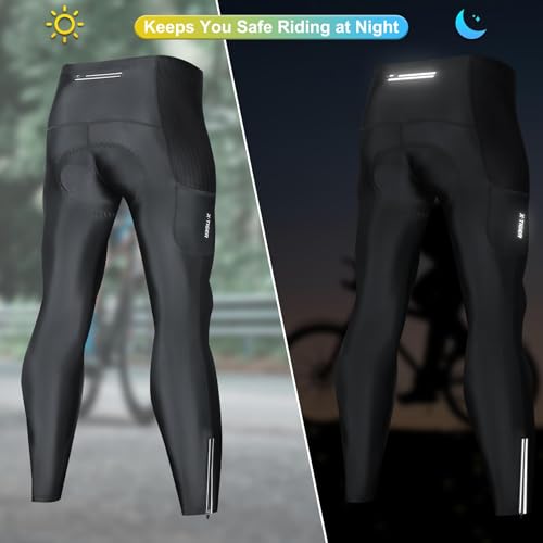 X-TIGER Men's Cycling Tights Large Black Gel Padded Mountain Bike Pants