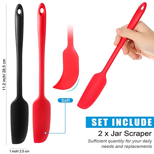 Silicone Jar Spatula Scraper - 11-inch Heat Resistant - Red & Black Set