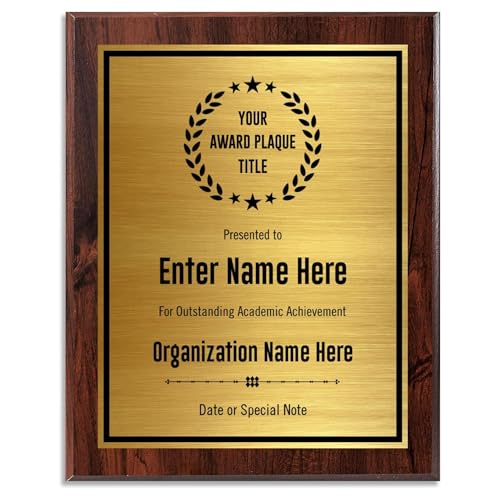 Personalized Achievement Award Plaque - UV Print Gold/Black Plate 7" X 9"