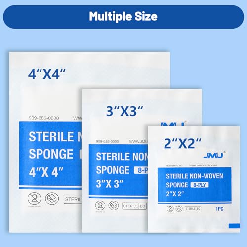 Sterile Gauze Pads 2x2 - 100 Pack 8-Ply Non-Woven Sponges