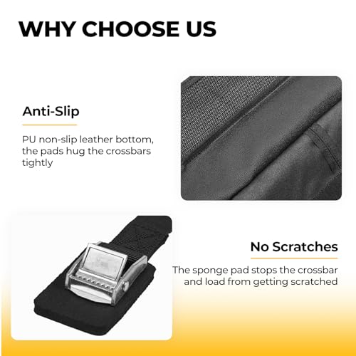 Soft Roof Rack Pads for Crossbars - Water-Resistant with Slide Buckle Fixation