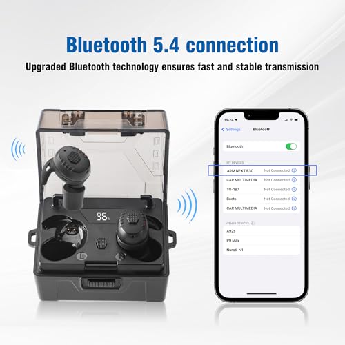 Electronic Shooting Ear Protection with Bluetooth 5.4, NRR 31dB - E30 Black