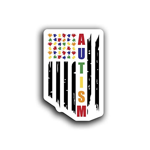 Autism Awareness Decal - American Flag Puzzle Pieces Vinyl Sticker