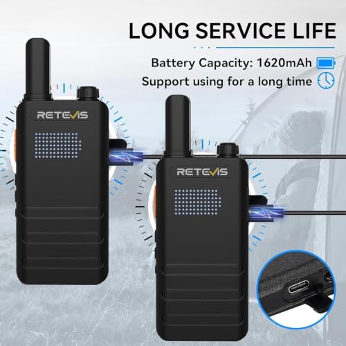Retevis B3H Compact Walkie Talkies with Shatterproof Hidden Display, 2 Pack, FCC Certified, Ultra-Light, Long Battery Life