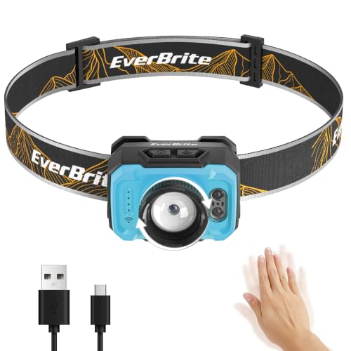 EverBrite Rechargeable Headlamp 600LM with Motion Sensor Aqua Blue - Zoomable & Adjustable