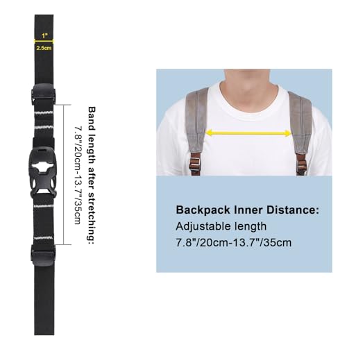 Elastic Backpack Chest Strap - Adjustable Sternum Belt with Quick Release - Black