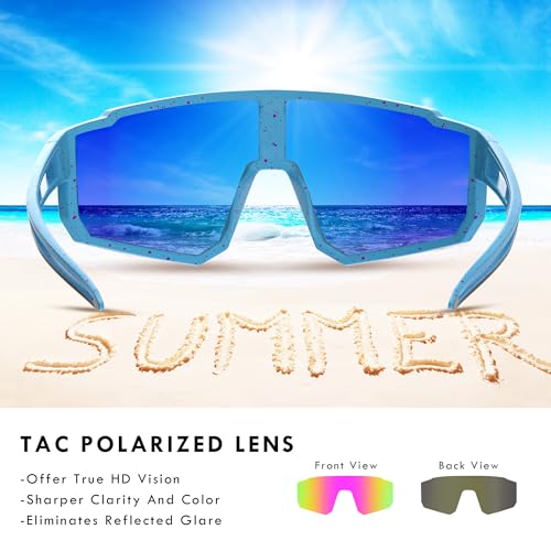 Polarized Sports Sunglasses with UV400 Protection - Colorful Pink