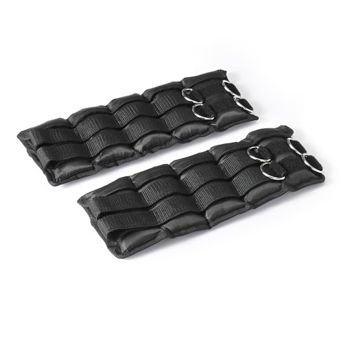 Adjustable Ankle Weights Set - 5 Pound (2.5 lbs Each) - Black