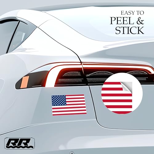 American Flag Decal Bumper Stickers - 5x3 Inch Vinyl Pack of 4