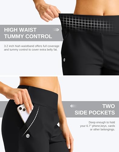 G Gradual Women's 13-inch Black Long Swim Board Shorts with Pockets - Large