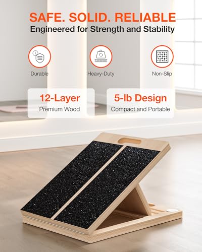 Portable Wooden Slant Board for Calf Stretching - Wood