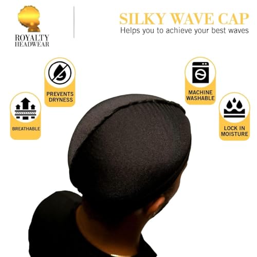 Royalty Headwear Silky Wave Cap for 360, 540 & 720 Waves - One Size Silver