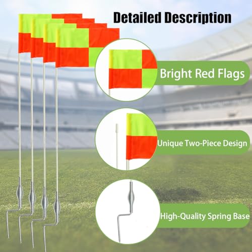 67-Inch Soccer Corner Flags Set - 4 Durable Agility Poles
