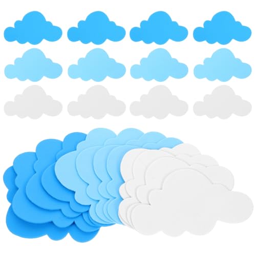 Removable Wall Stickers 24Pcs Foam Stickers Clouds Shape Removable Wall Decal Projects Stickers Teaching Progress Toy for DIY Crafts Kindergarten Classroom Kids Room Decor