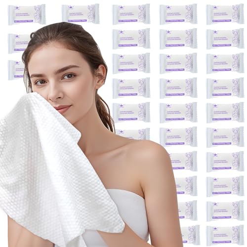 Disposable Compressed Face Towels - 30 Pcs White, Soft Cotton