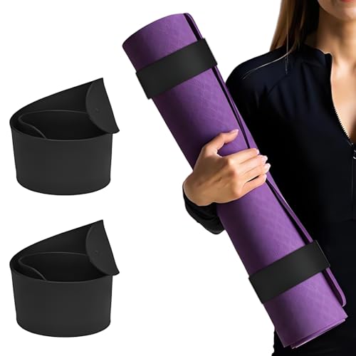 Yoga Mat Strap - 2 Pcs Black Scrunchie Slap Band for Travel