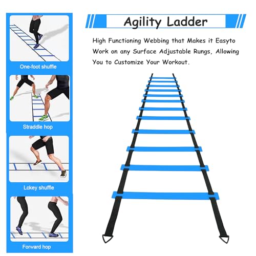 Soccer Agility Training Equipment Set - Large 20Ft Ladder & 12 Cones