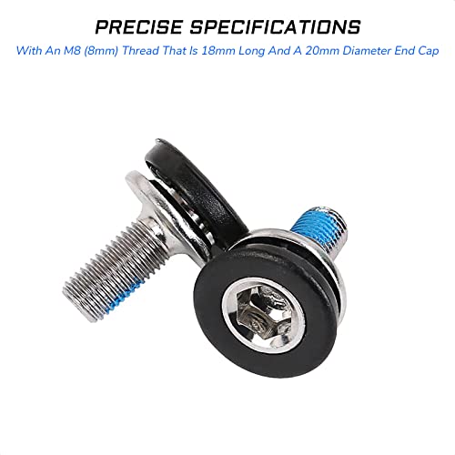 M8 Bike Crank Arm Fixing Bolts with Dust Caps - 2 Piece Steel Set