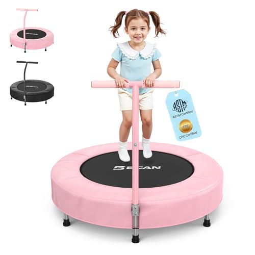 Kids Toddler Trampoline 36'' with Foam Handle - Pink-Classic