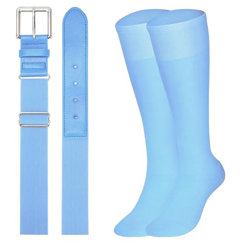 Baseball Softball Socks and Belt Combo Set - Baby Blue Youth