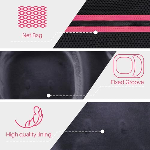 Storage Case Compatible with Walkers Razor Slim/Howard Leight Honeywell Impact Sport/PROHEAR 066 030 Electronic Shooting Earmuffs Hearing Protection Muffs (Black + Pink Case)