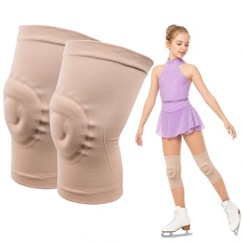 NIKISHAP Beige Medium Gel Knee Pads for Figure Skating & Dance - Breathable Support