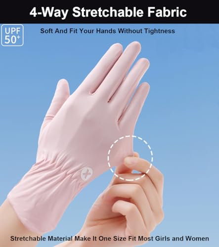 UV Protection Full Finger Gloves for Women - White