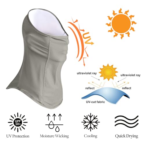 UPF 50+ Breathable Neck Gaiter Face Cover - Gray