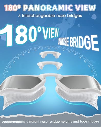 Adult Anti-Fog Swim Goggles - White Frame with Silver Electroplated Lens