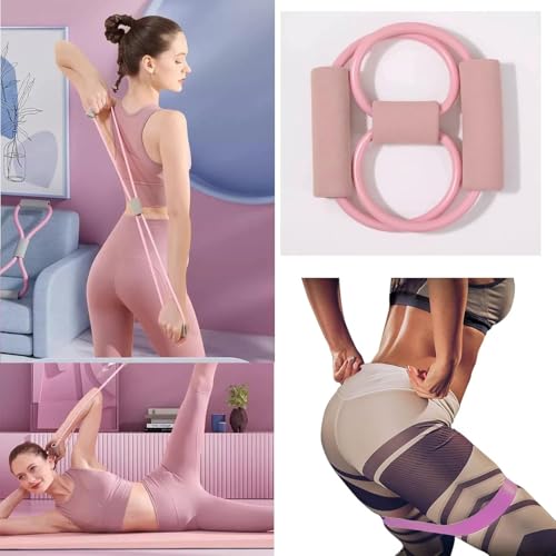 Pilates Set for Women - Magic Circle, Resistance Bands & Ball - Pink