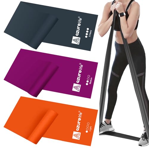 Resistance Bands - 5 FT Non-Latex Elastic Stretch Bands for Strength Training & Rehab - Set of 3
