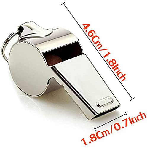 3 Pack Stainless Steel Sports Whistles with Lanyard - Loud Sound