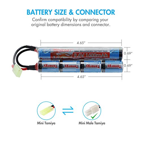 9.6V 1600mAh NiMH Rechargeable Butterfly Battery Pack - Mini Tamiya Connector